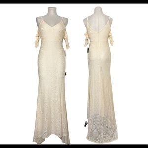 Ivory Lace Off-the-Shoulder Gown Maxi Party Dress NWT S